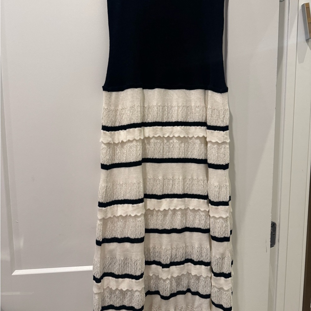 Central Park West Black and White Midi Dress